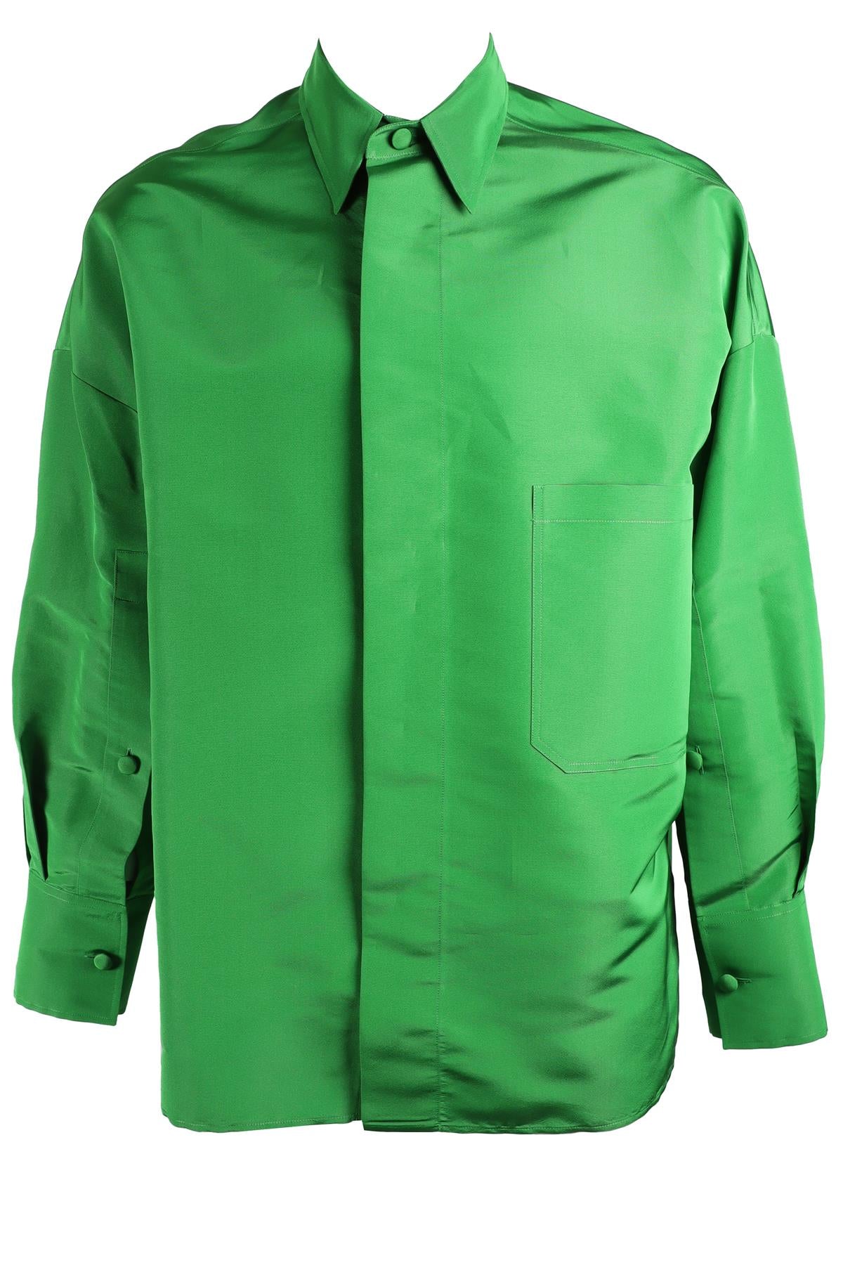 VALENTINO GREEN MEN'S SILK SHIRT IT 48 UK 38