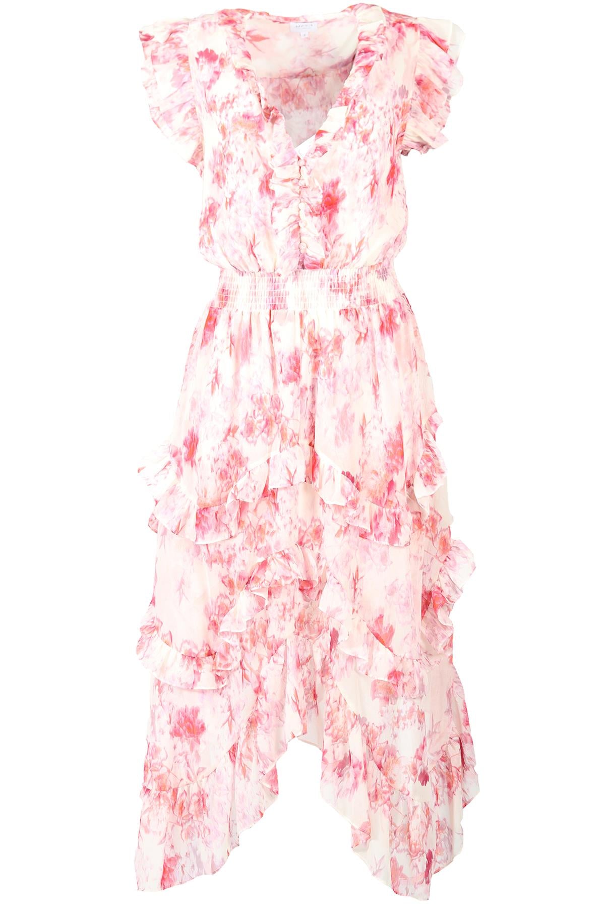 MISA LOS ANGELES CHIFFON MIDI DRESS SMALL