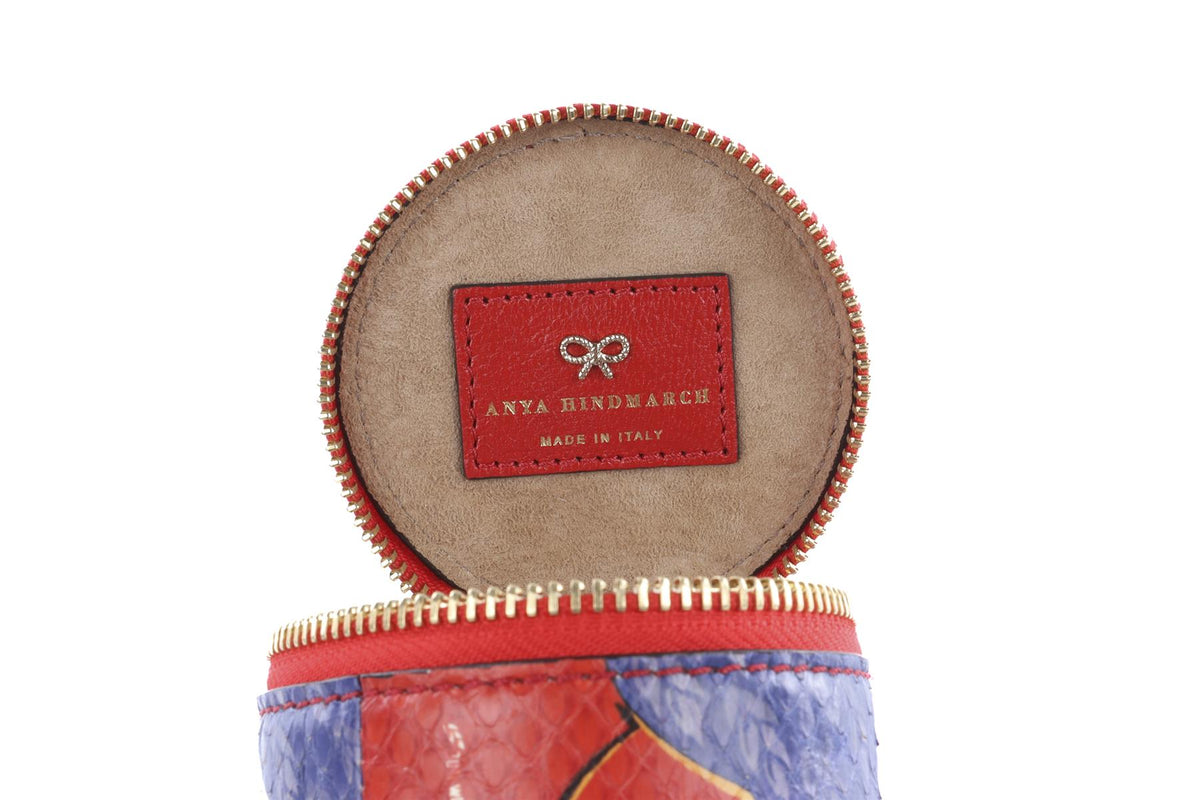 ANYA HINDMARCH RED DIGESTIVES SNAKESKIN CLUTCH