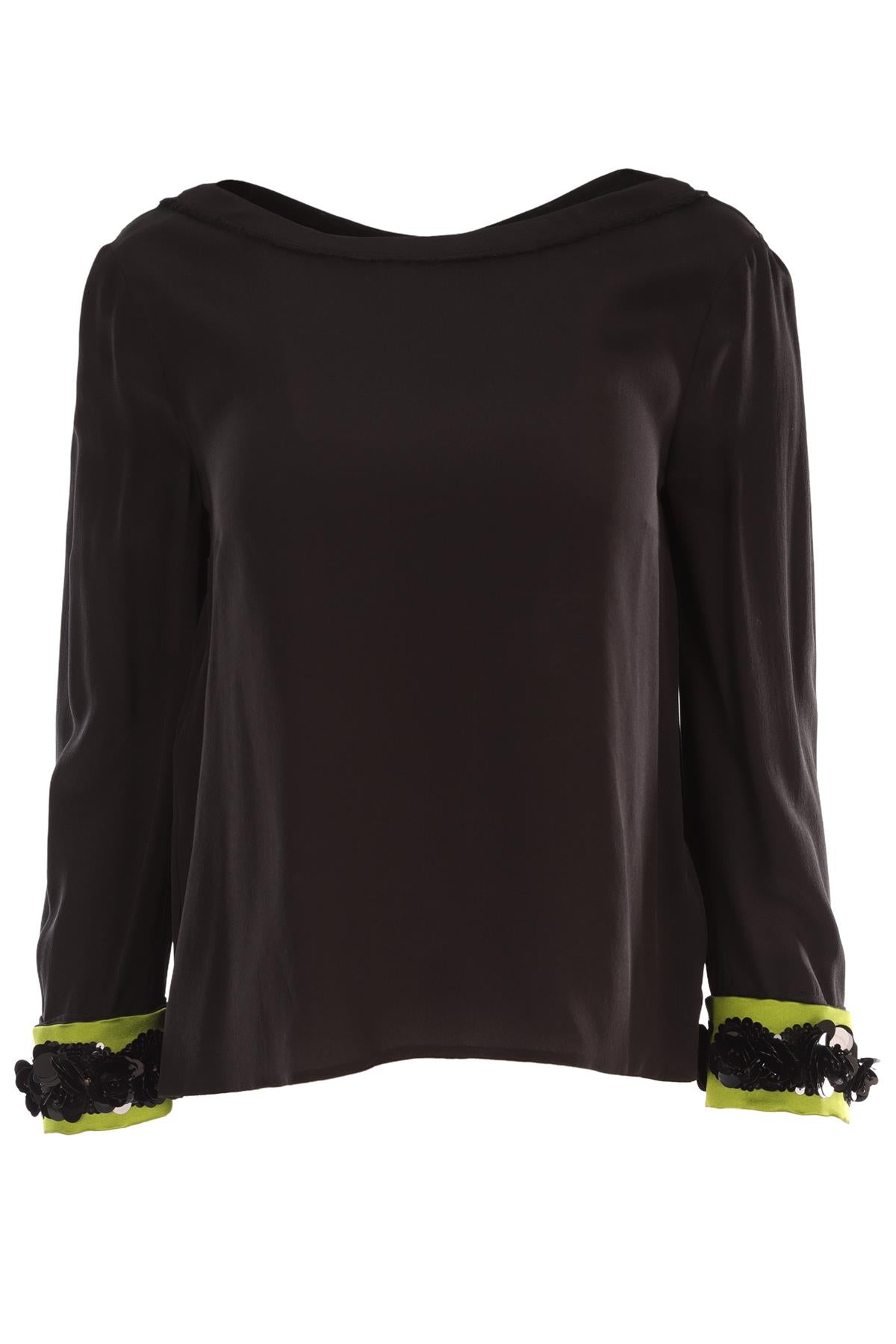 PRADA BLACK SILK TOP IT 40 UK 8
