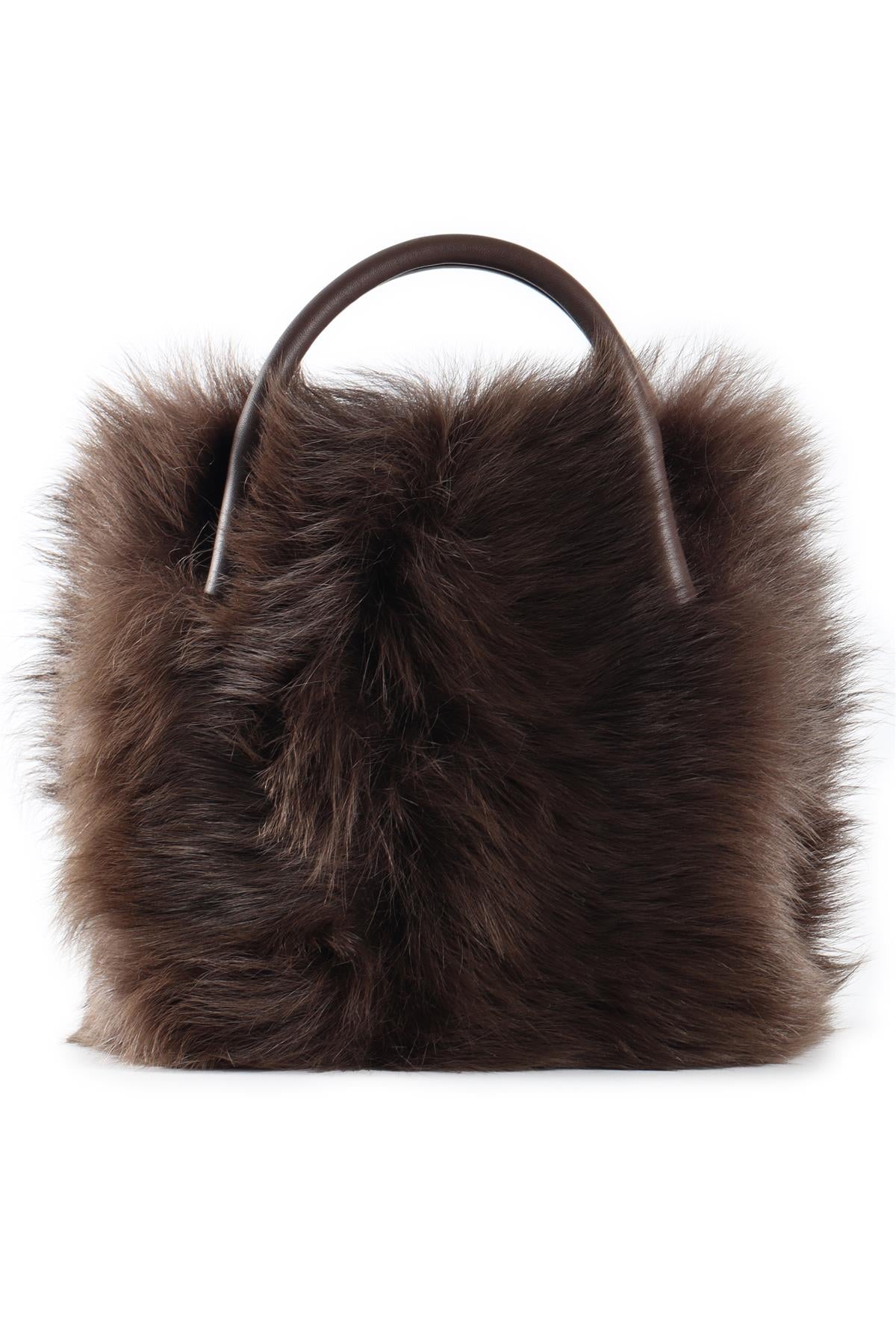 LORO PIANA BROWN BALE MICRO FUR TOTE BAG