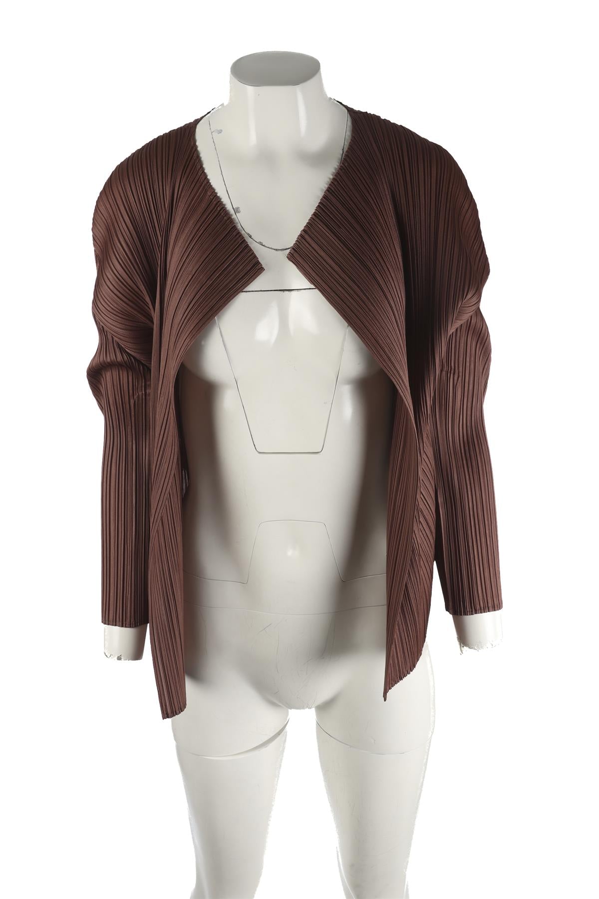 PLEATS PLEASE ISSEY MIYAKE BROWN CARDIGAN JP 3 UK 8