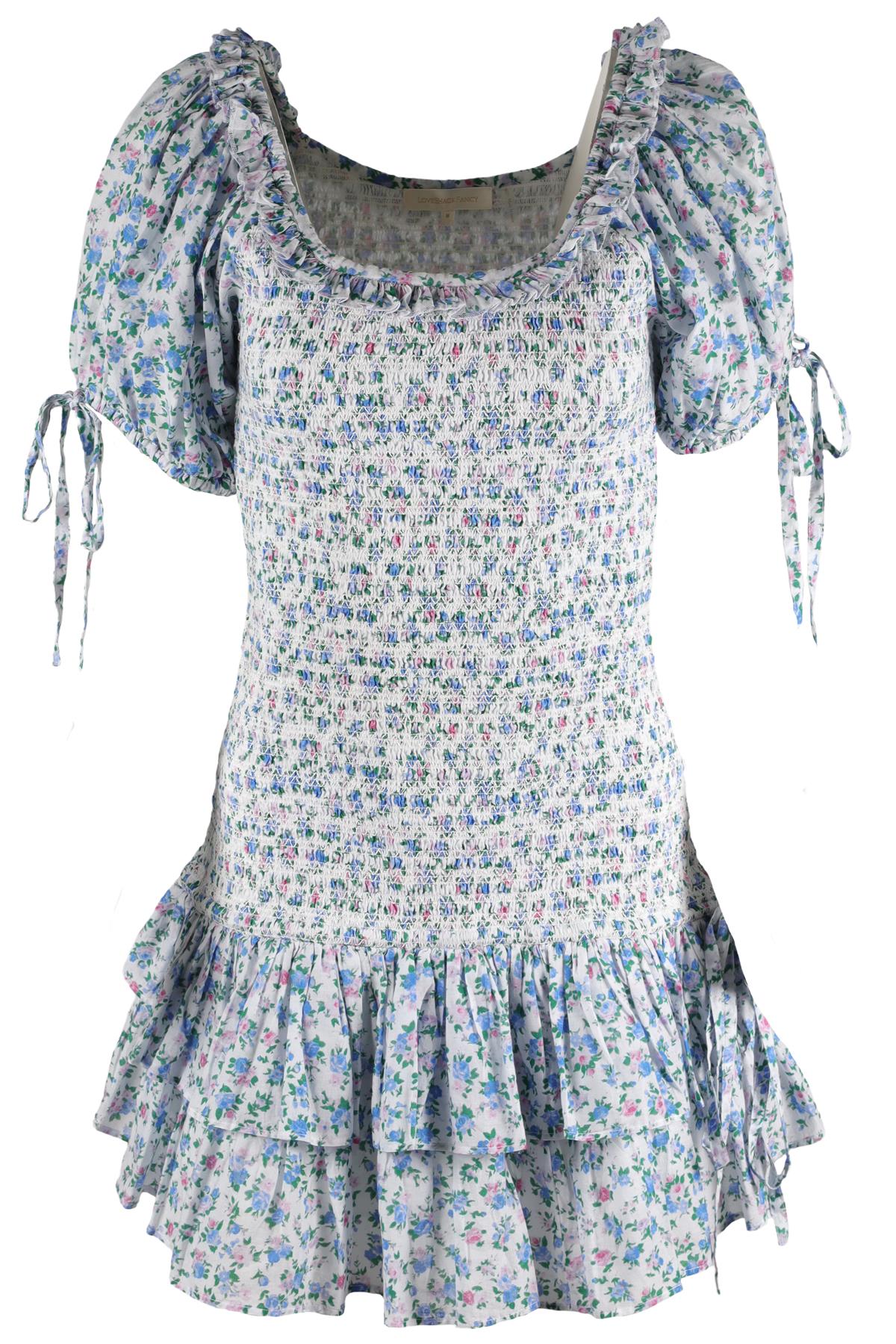 LOVESHACKFANCY BLUE COTTON MINI DRESS MEDIUM