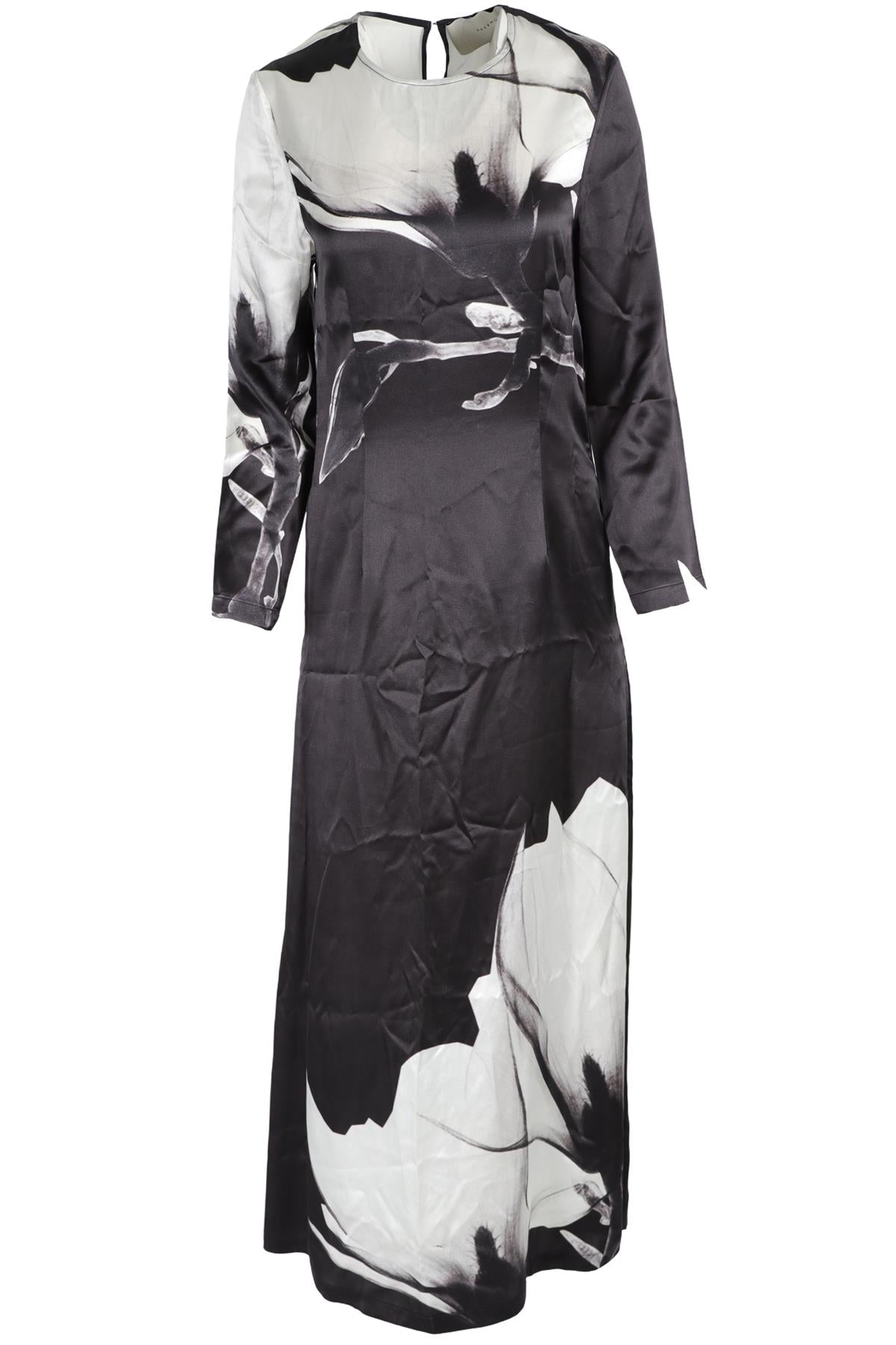 ASCENO BLACK SILK MAXI DRESS XSMALL