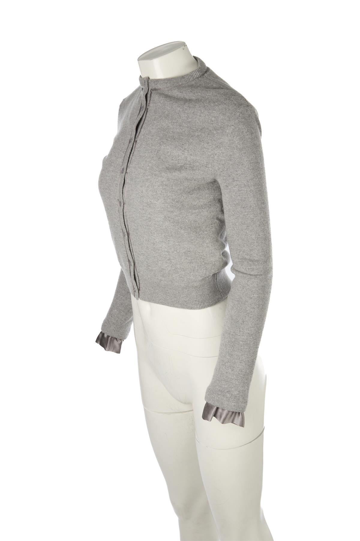 SAINT LAURENT GREY WOOL CARDIGAN XSMALL