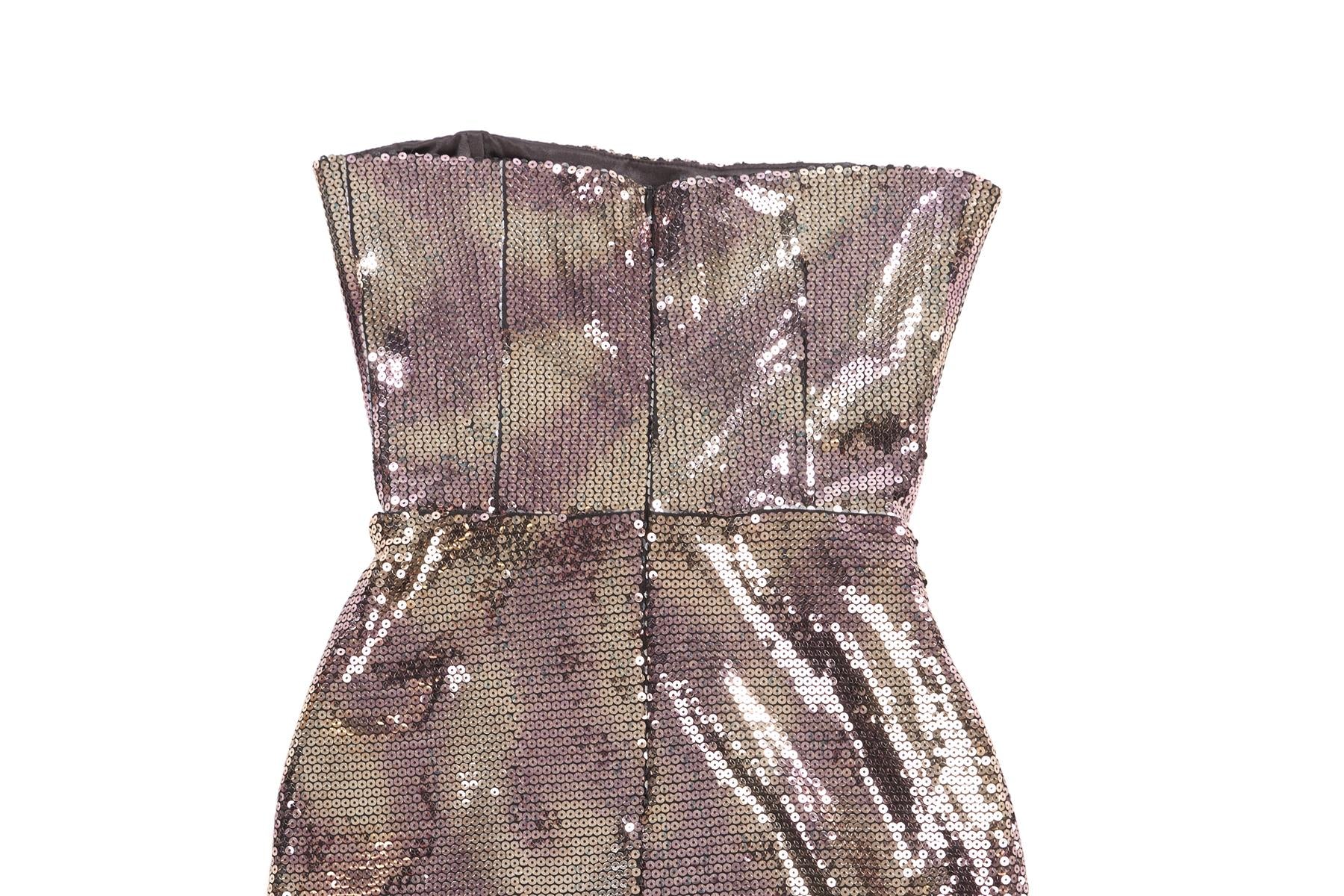NEW ARRIVALS GOLD SEQUIN MINI DRESS FR 36 UK 8