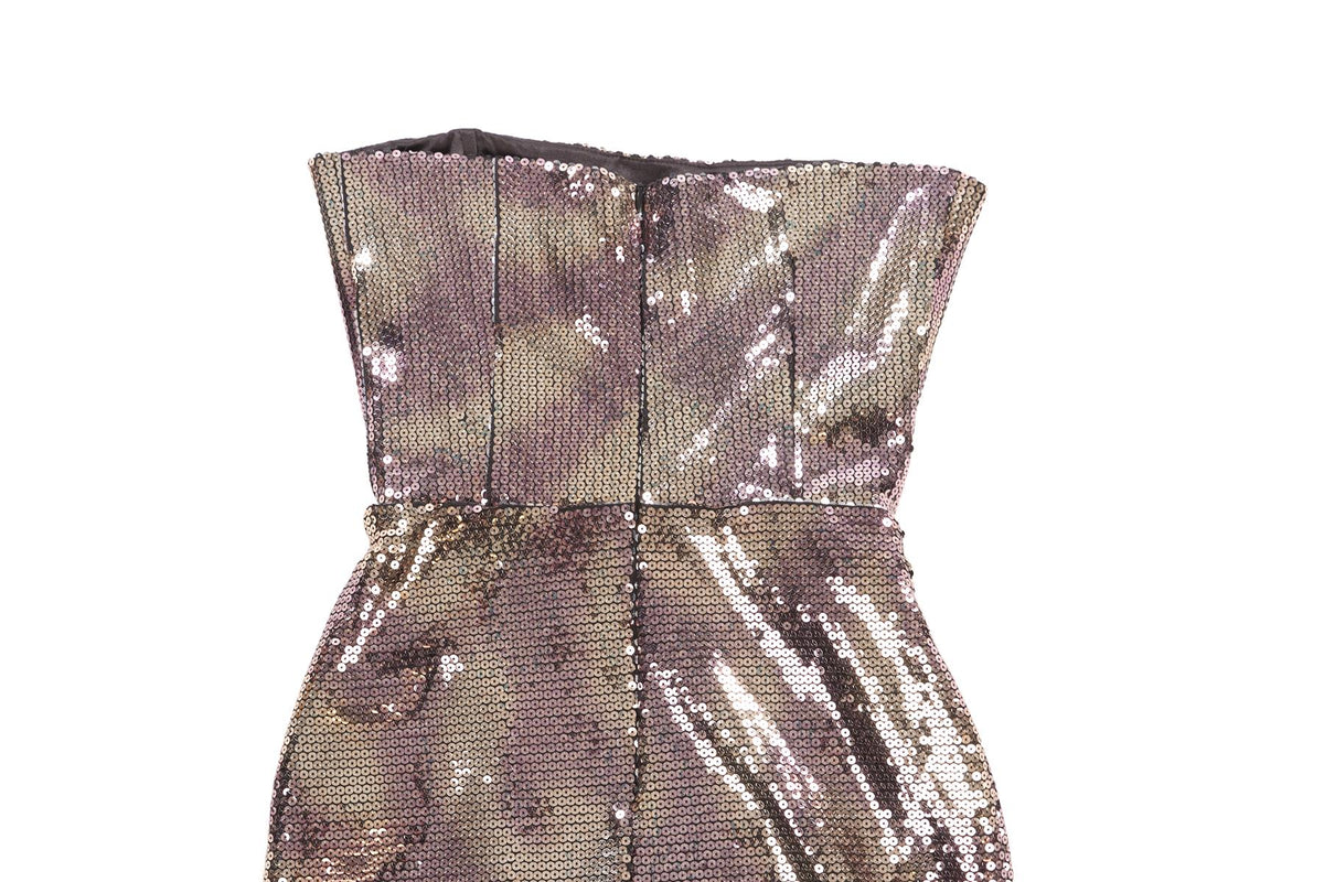 NEW ARRIVALS GOLD SEQUIN MINI DRESS FR 36 UK 8