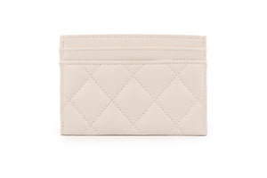 CHANEL WHITE 2025 CC QUILTED LEATHER CARD HOLDER