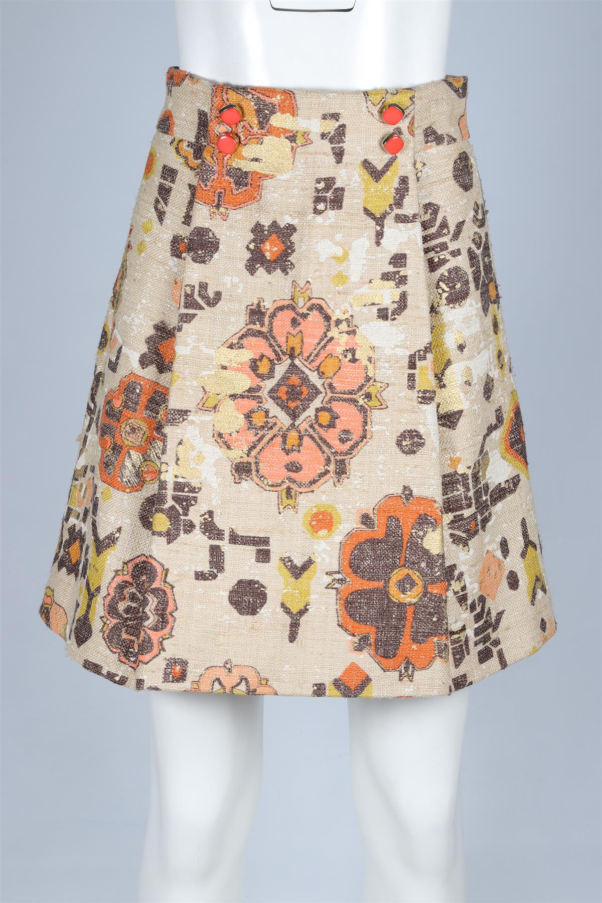 CHLOÉ BEIGE SILK MINI SKIRT FR 38 UK 10
