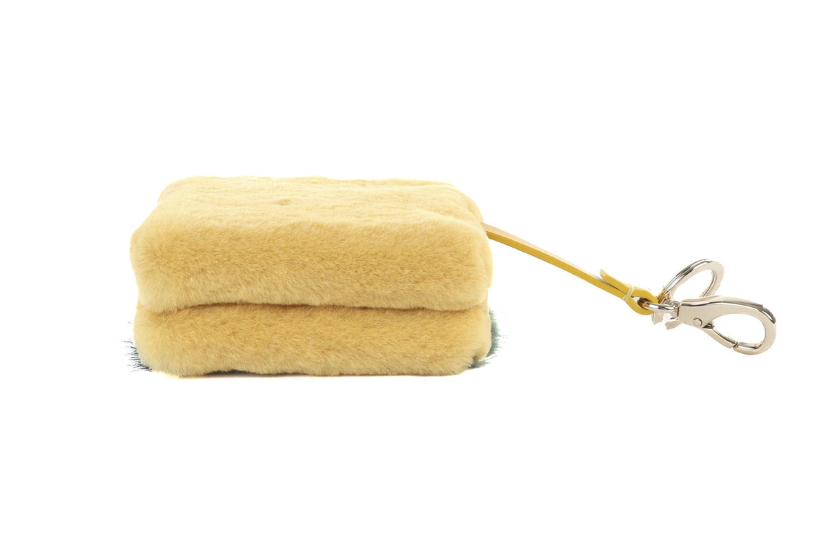 ANYA HINDMARCH YELLOW SCOURER SPONGE FUR KEY CHAIN