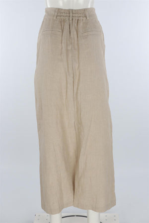 FAITHFULL THE BRAND BEIGE LINEN MAXI SKIRT LARGE