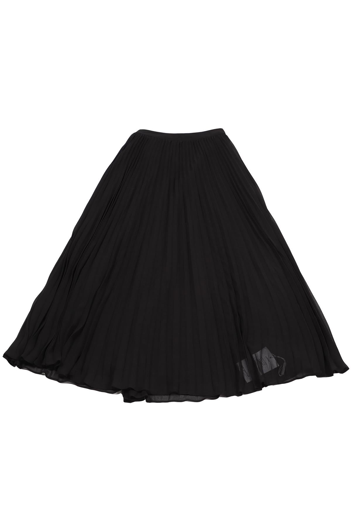 SELF-PORTRAIT BLACK PLEATED CHIFFON MIDI SKIRT UK 4