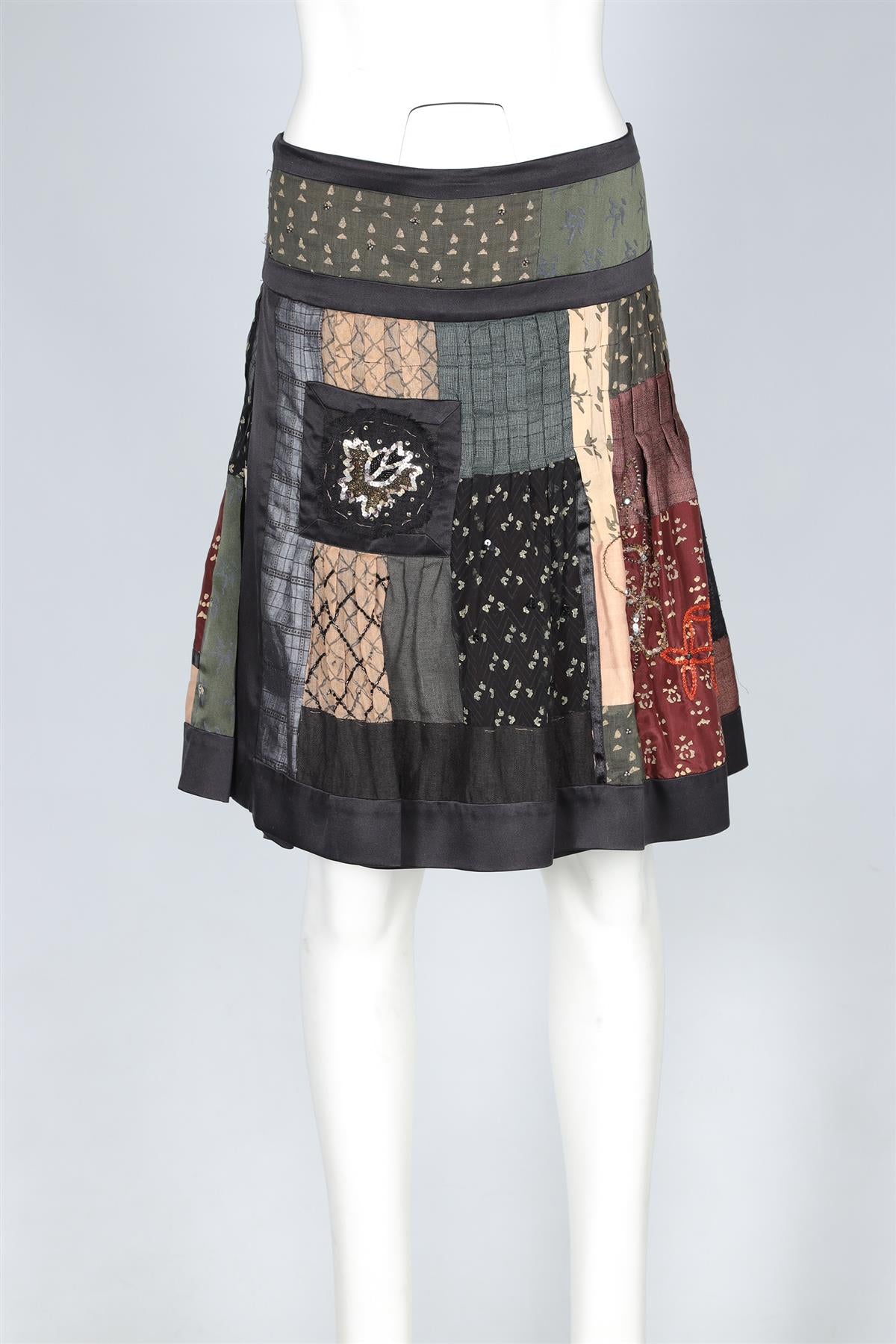 ETRO BLACK SILK MINI SKIRT IT 44 UK 12