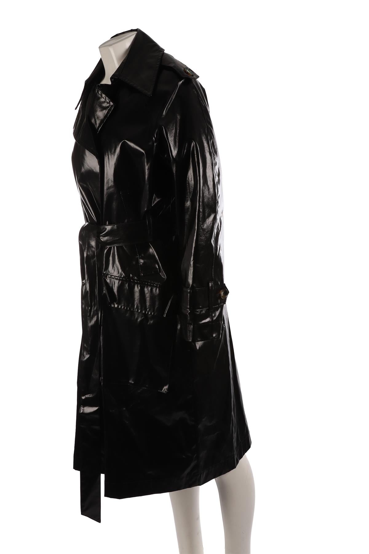 NANUSHKA BLACK VINYL TRENCH COAT SMALL