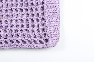 PRADA PURPLE RAFFIA TOTE BAG