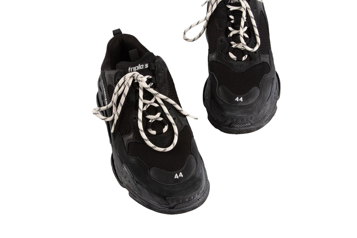 BALENCIAGA BLACK MEN'S TRIPLE S MESH SNEAKERS EU 44