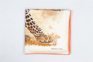 HERMÈS BROWN PANTHERA PARDUS SILK SCARF ONE SIZE
