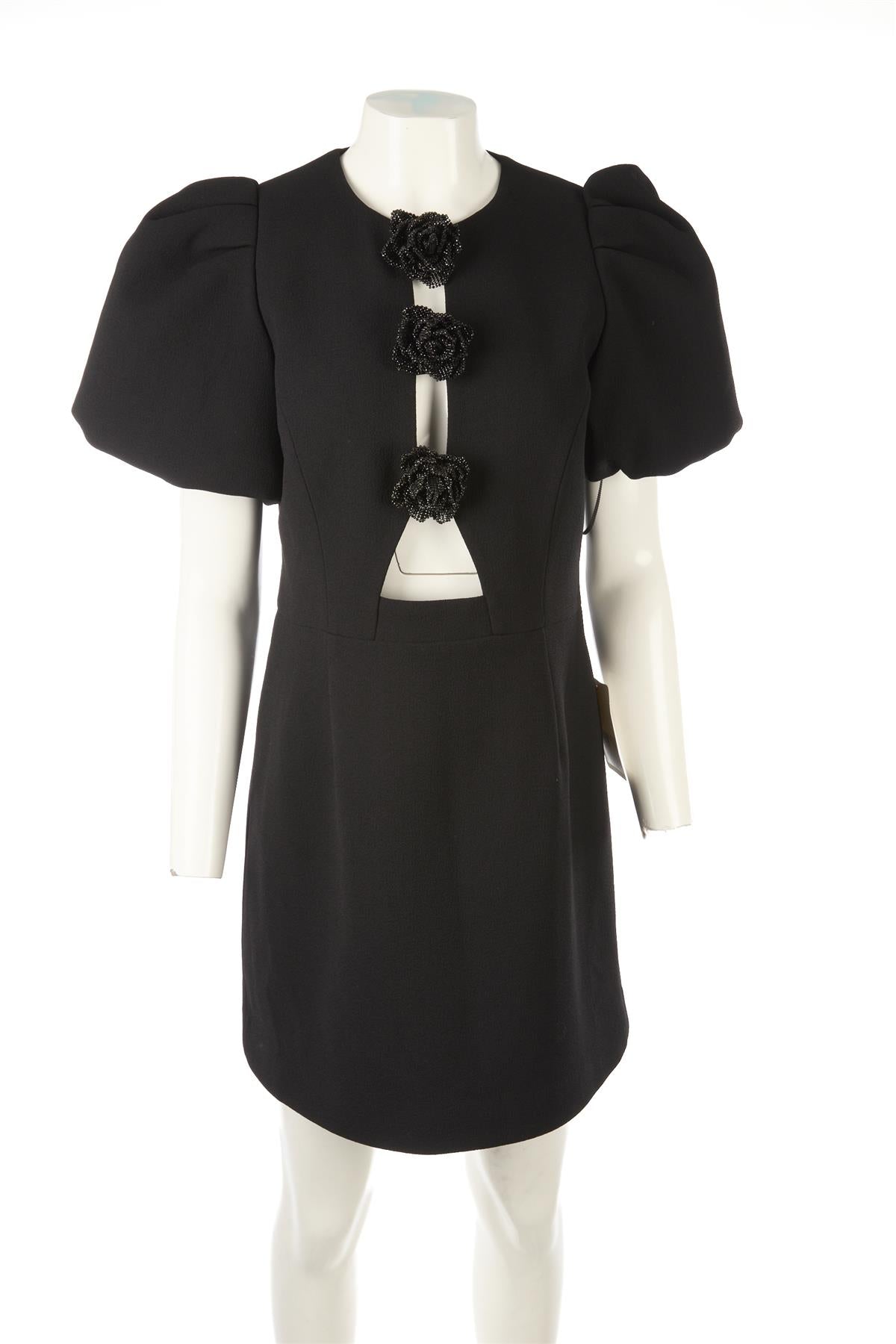 REBECCA VALLANCE BLACK CREPE MINI DRESS UK 14
