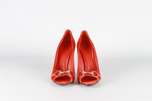 GUCCI RED SATIN PUMPS EU 37.5 UK 4.5 US 7.5