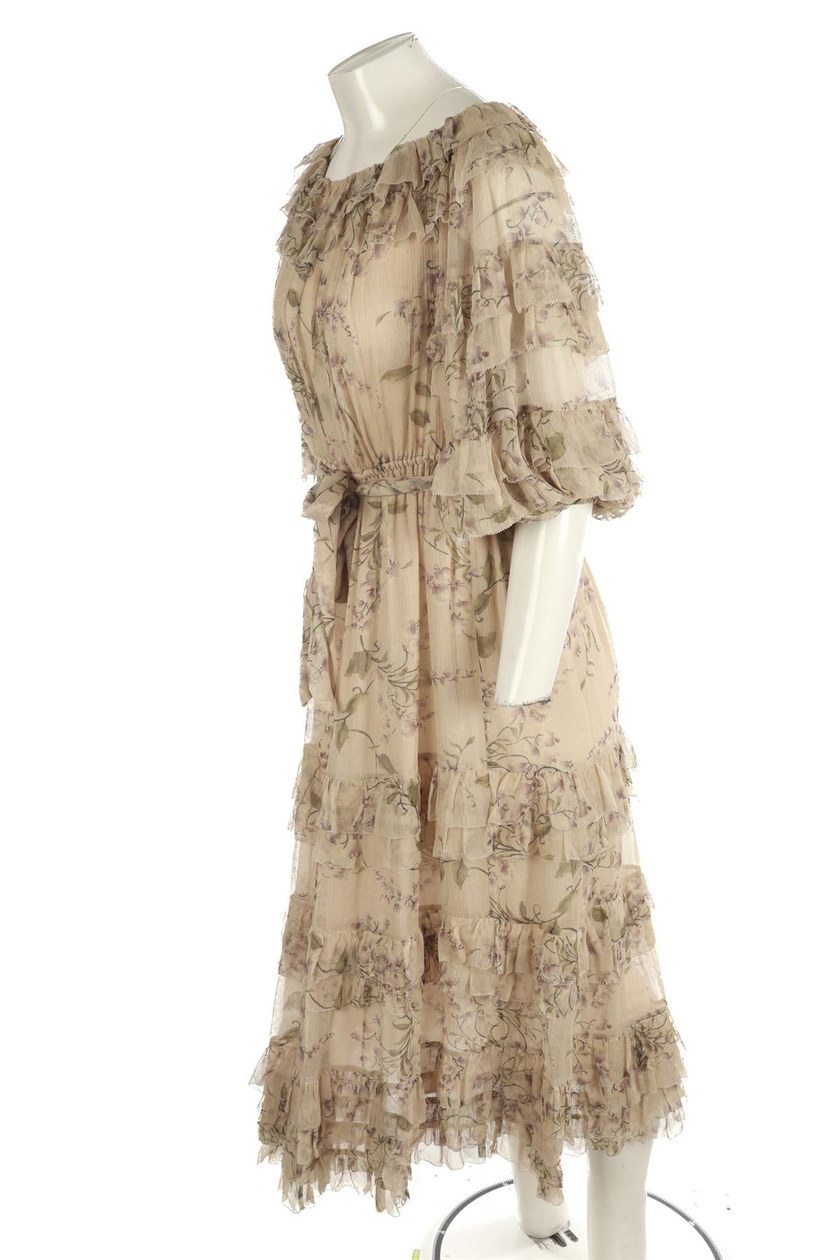 ZIMMERMANN BEIGE SILK MAXI DRESS UK 12