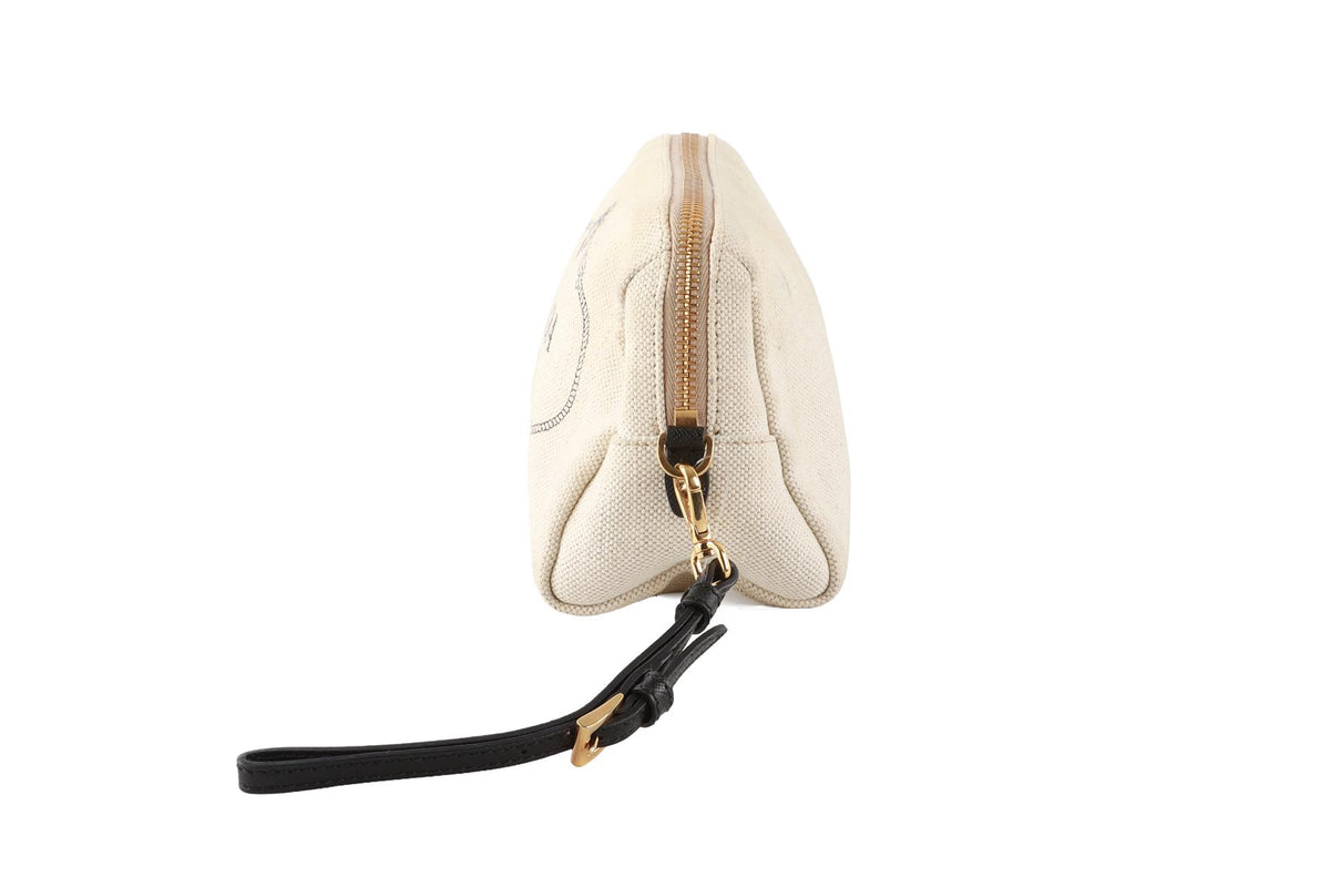 PRADA BEIGE CANVAS POUCH