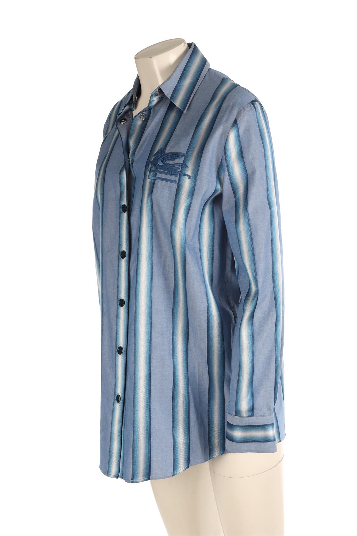 ETRO BLUE COTTON SHIRT IT 42 UK 10