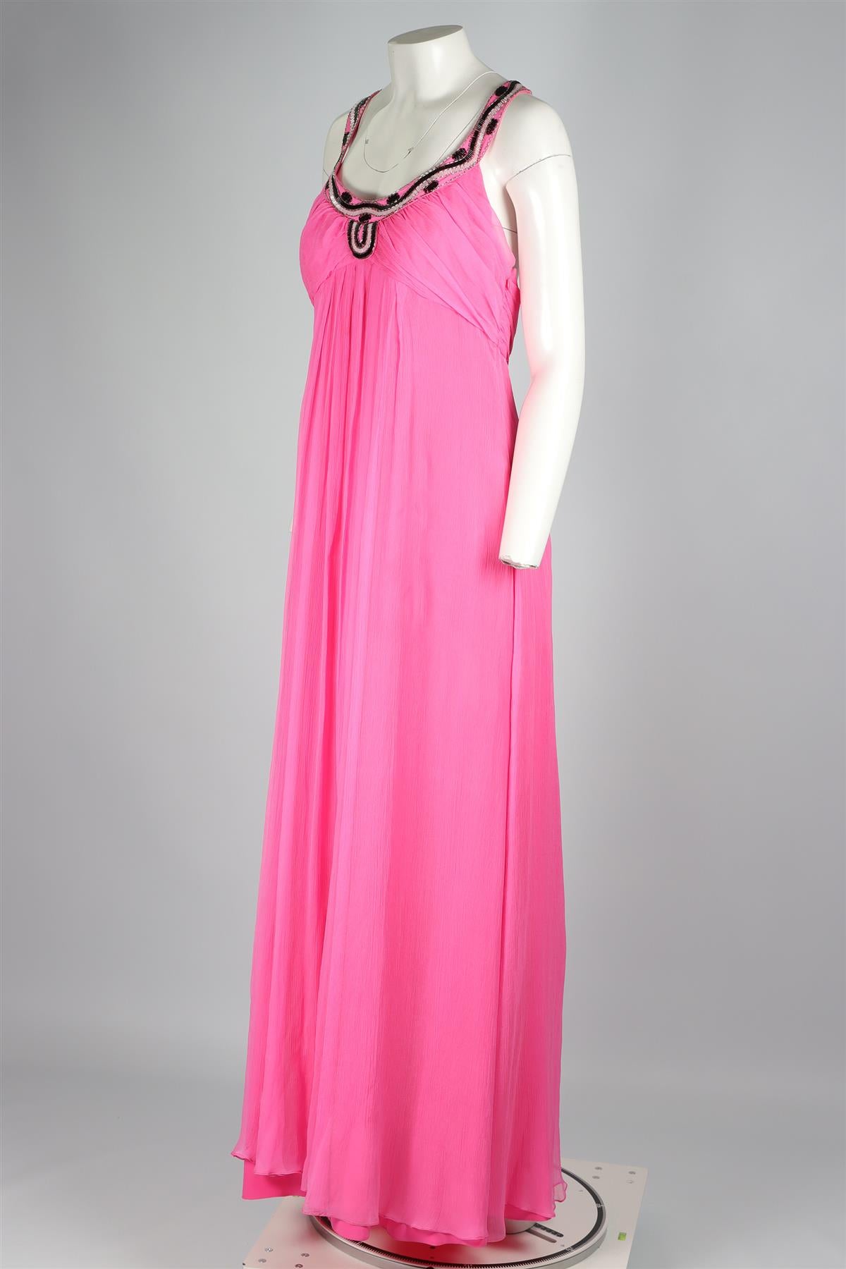 TEMPERLEY LONDON PINK SILK MAXI DRESS UK 14