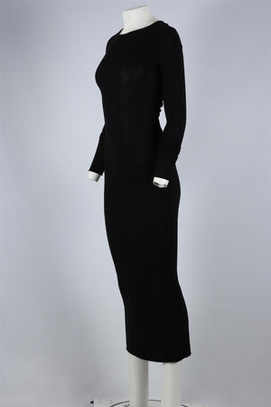 HELMUT LANG BLACK ALPACA MAXI DRESS XSMALL