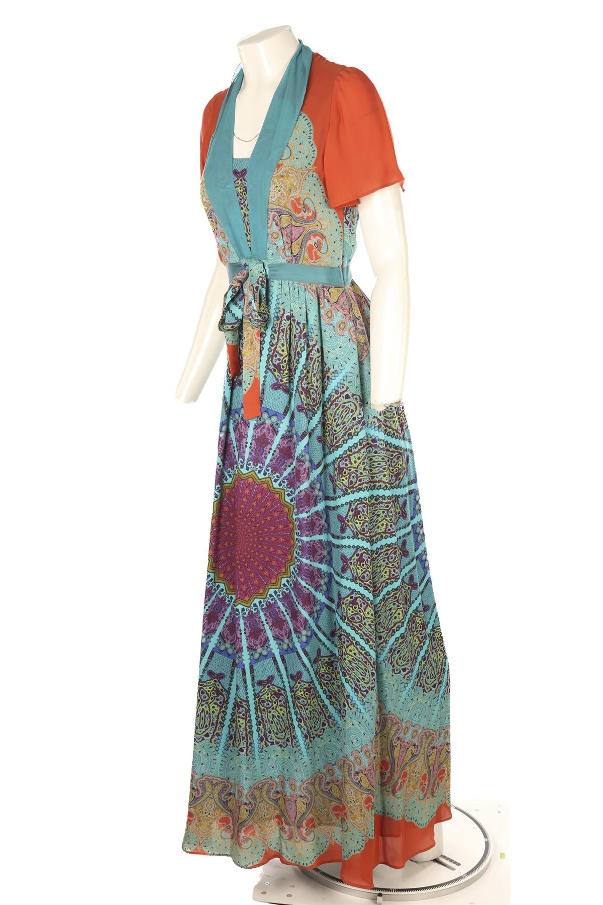 ETRO MULTI SILK MAXI DRESS IT 40 UK 8