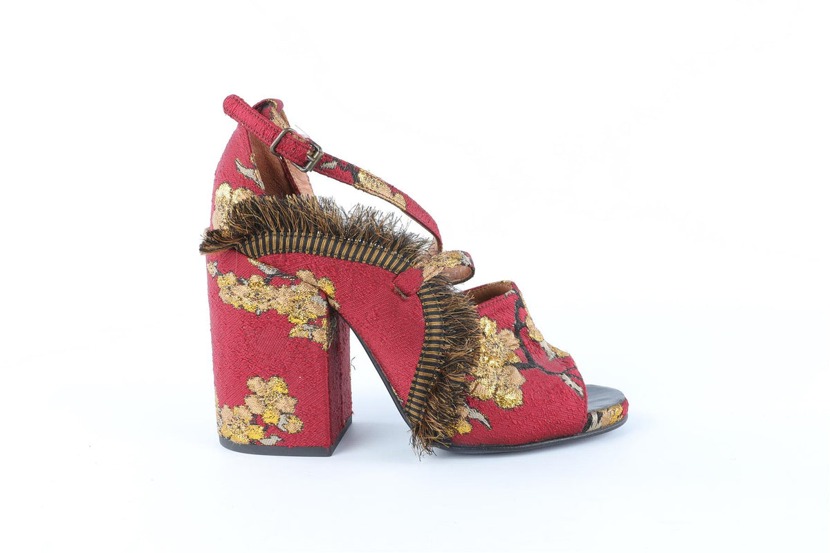 DRIES VAN NOTEN RED FABRIC SANDALS EU 38.5 UK 5.5 US 8.5