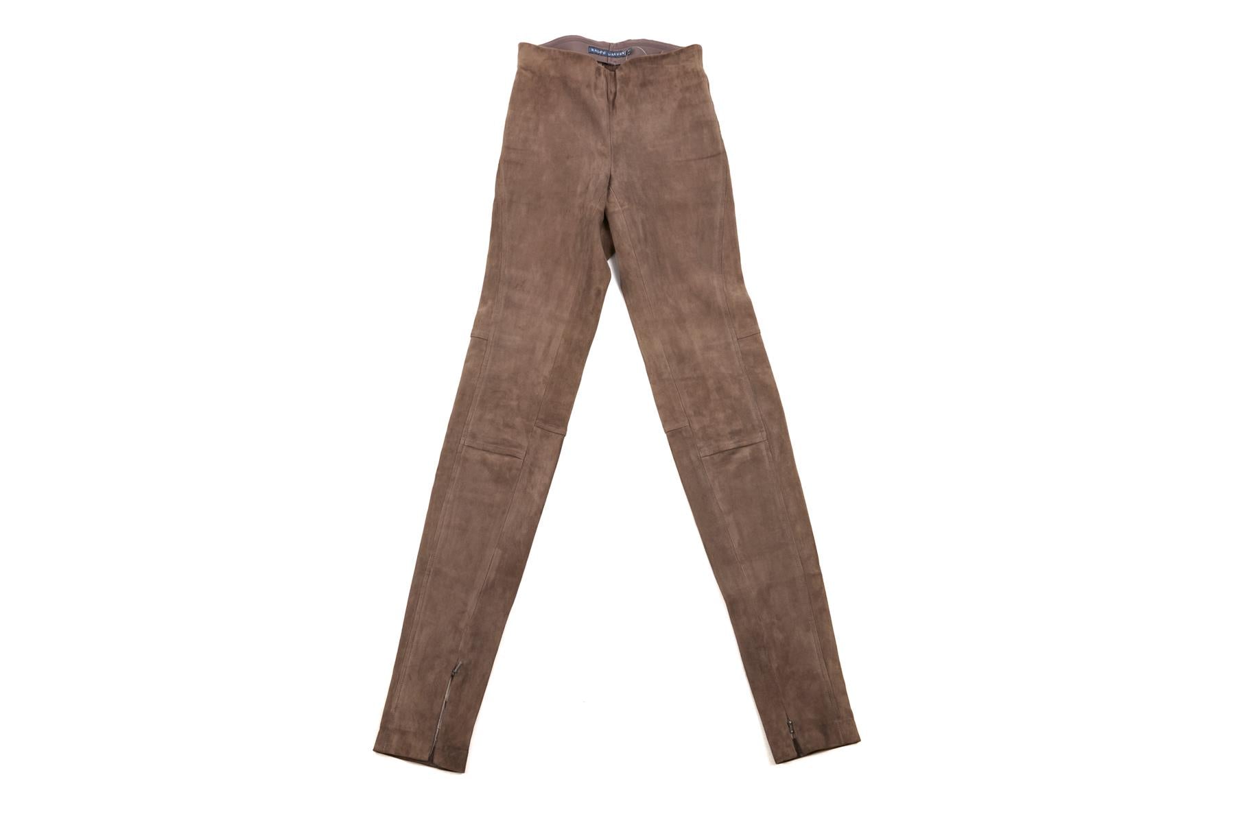 RALPH LAUREN GREY SUEDE SKINNY PANTS XSMALL