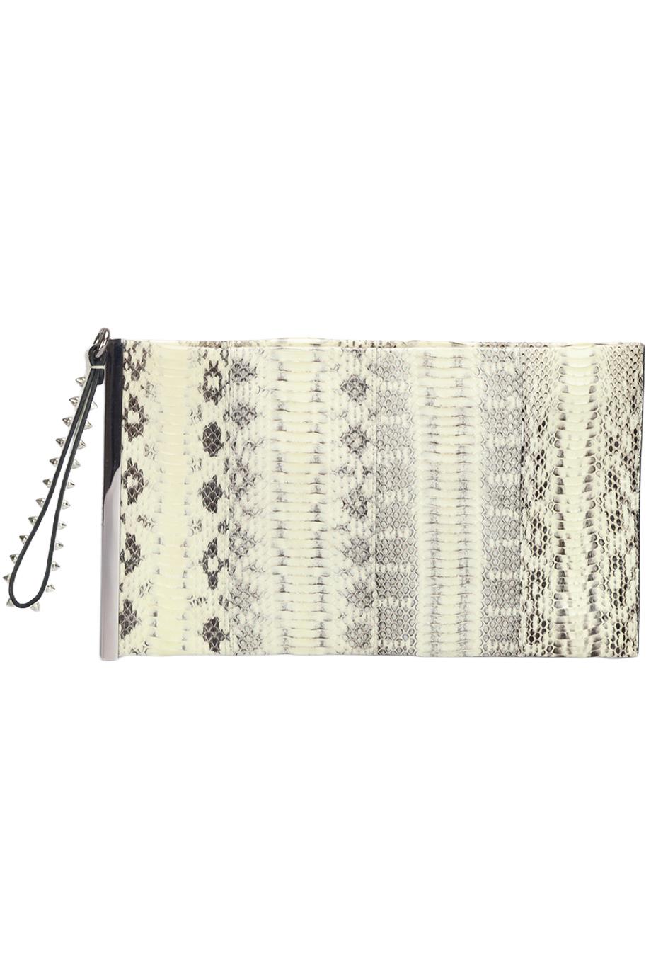 BARBARA BUI PYTHON AND LEATHER CLUTCH