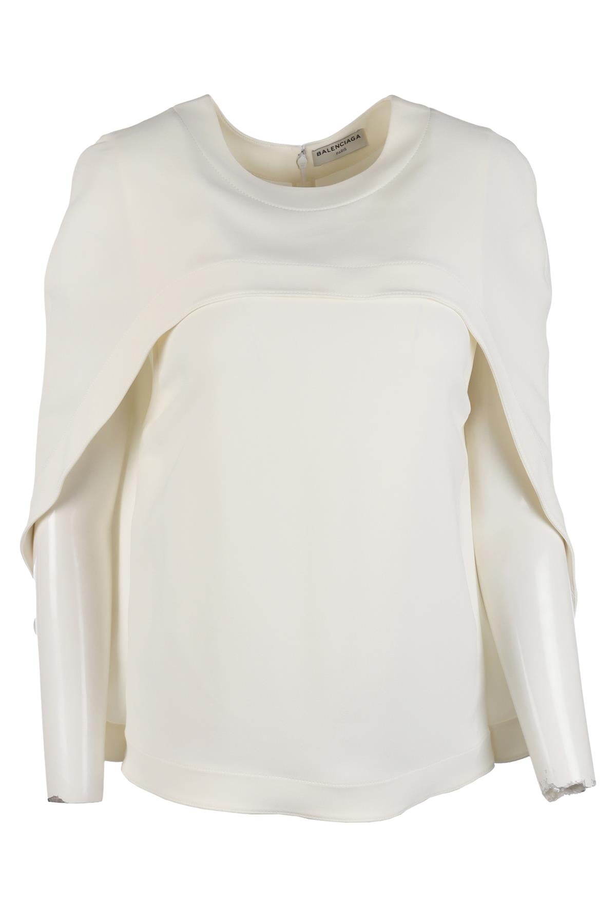 BALENCIAGA WHITE CREPE TOP FR 40 UK 12