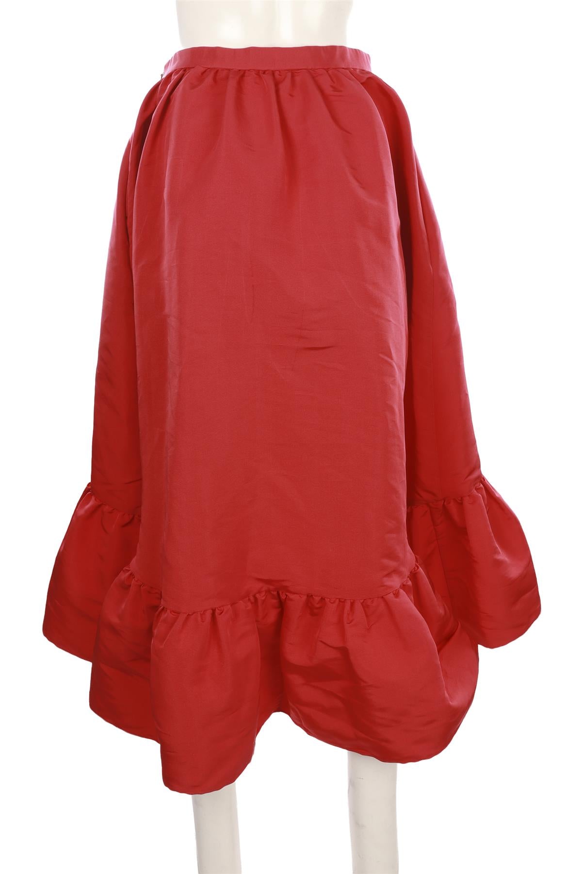 RED SILK MAXI SKIRT
