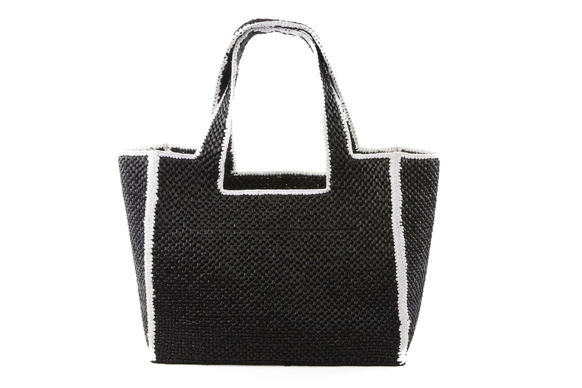 LOEWE BLACK LARGE RAFFIA TOTE BAG