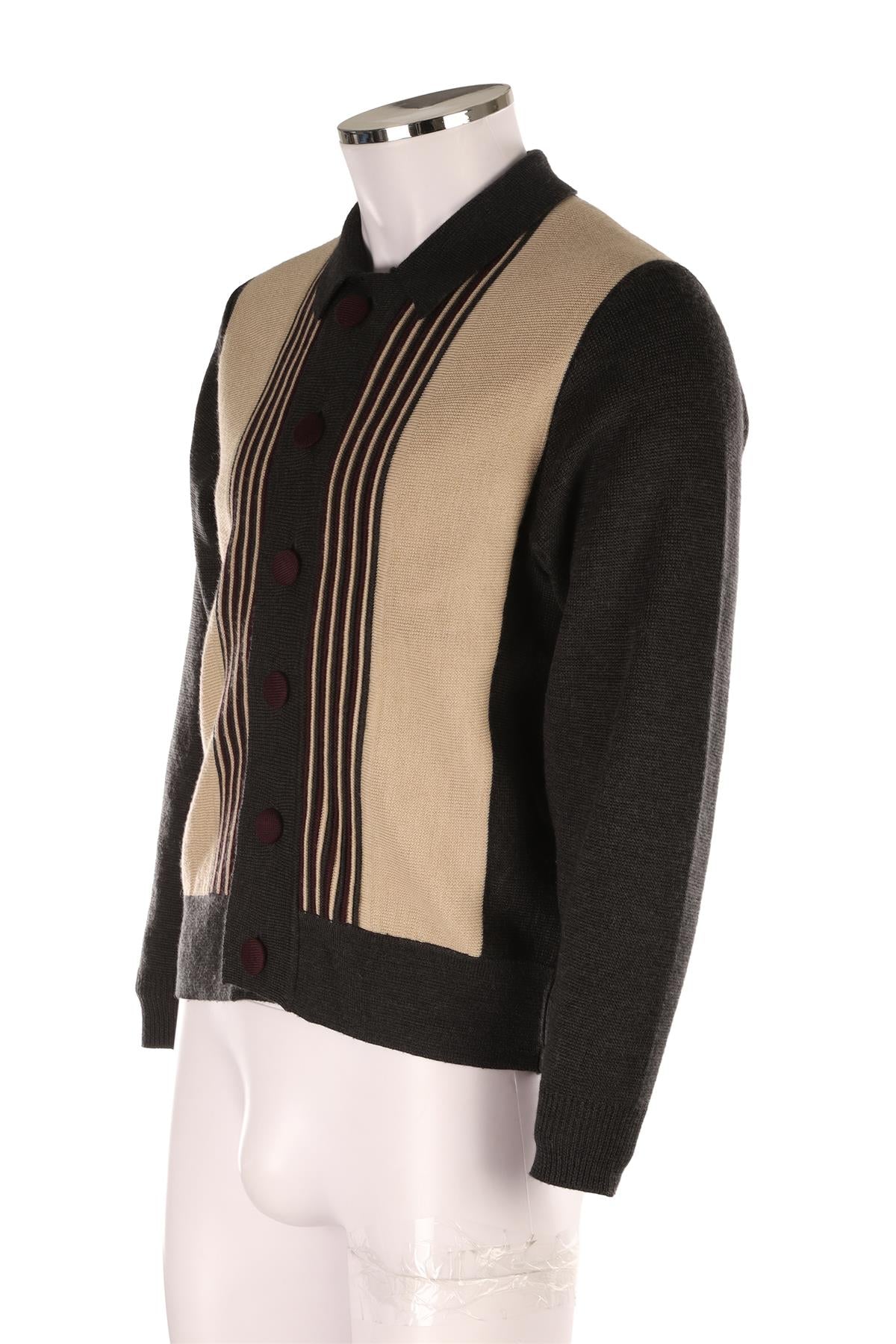 SASQUATCHFABRIX GREY MEN'S WOOL CARDIGAN SMALL