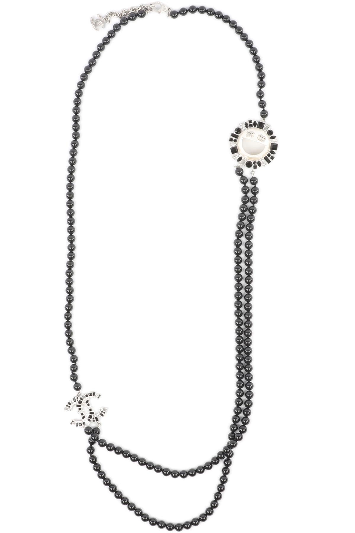 CHANEL BLACK 2016 CC PEARL NECKLACE
