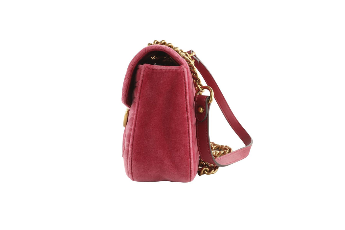 GUCCI PINK MARMONT VELVET SHOULDER BAG