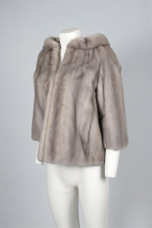 DANA BUCHMAN GREY MINK FUR JACKET SMALL