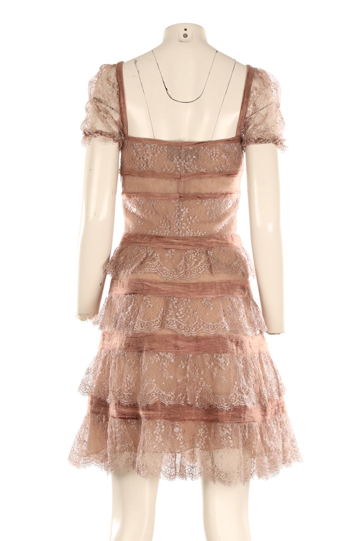 VALENTINO PINK LACE MIDI DRESS US 6 UK 10