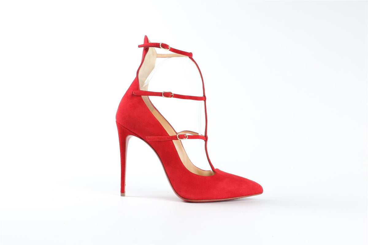 CHRISTIAN LOUBOUTIN RED SUEDE PUMPS EU 38 UK 5 UK 8