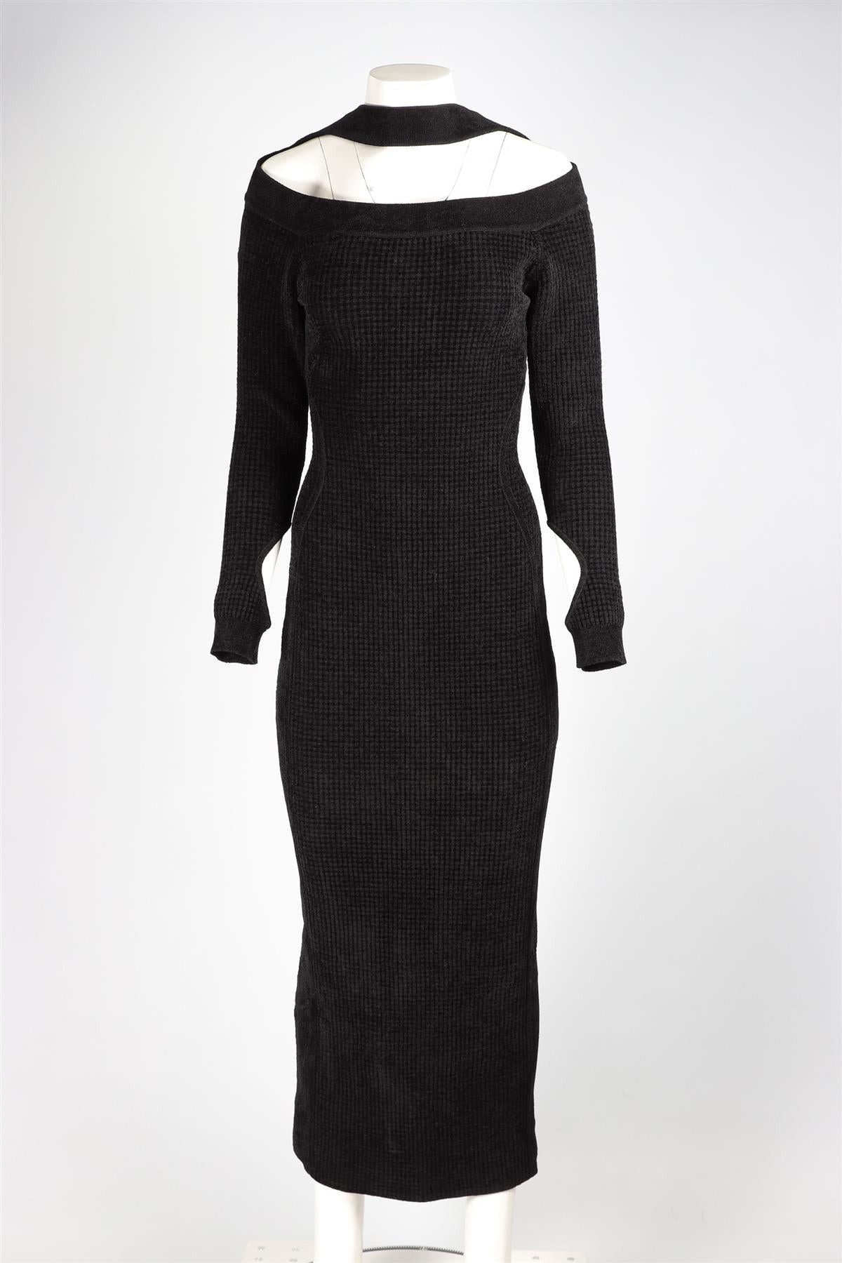 HERVE LEGER BLACK KNIT MAXI DRESS LARGE