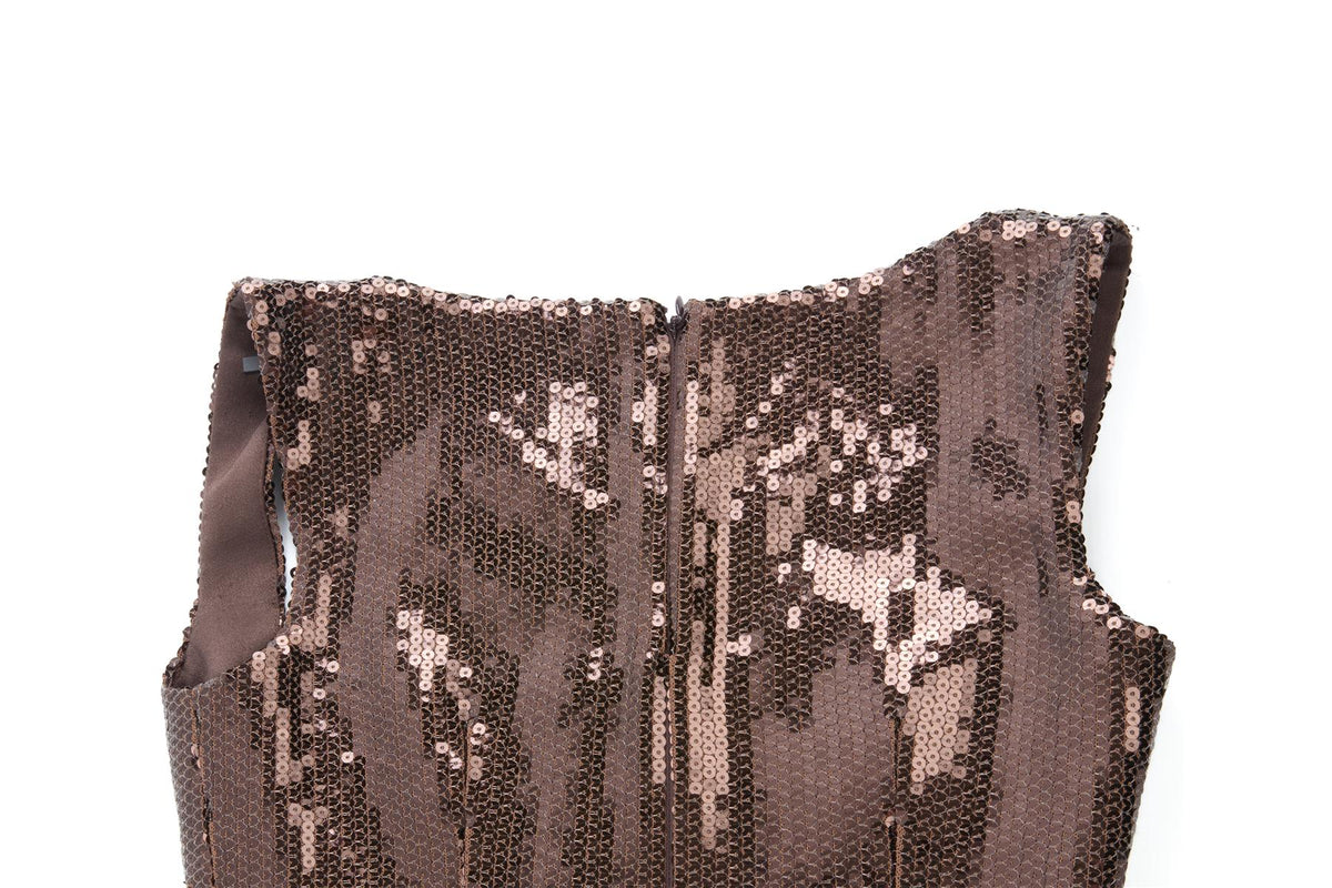 ALEX PERRY BROWN SEQUIN MINI DRESS US 0 UK 4