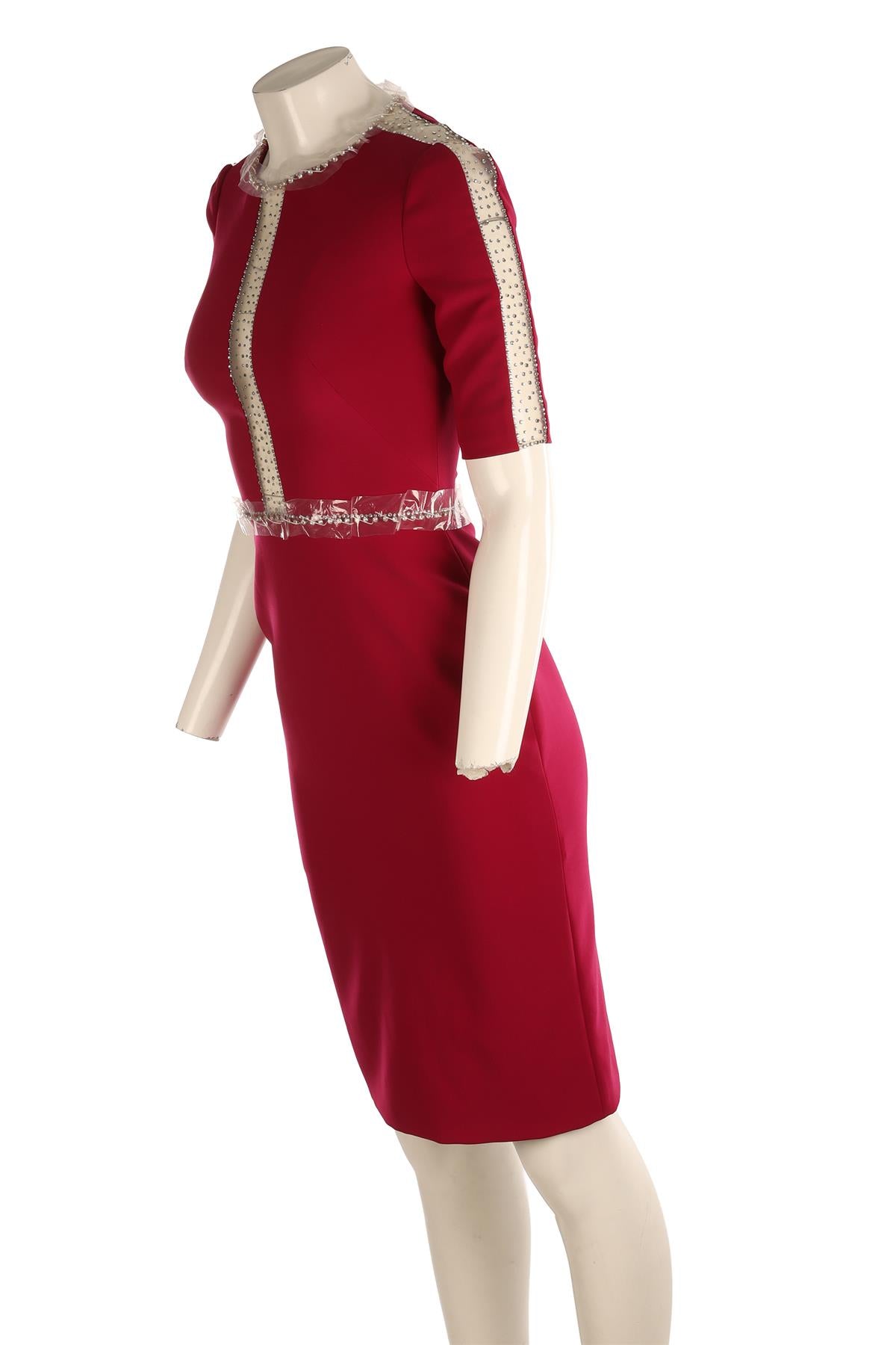 JENNY PACKHAM PINK CREPE MIDI DRESS UK 6