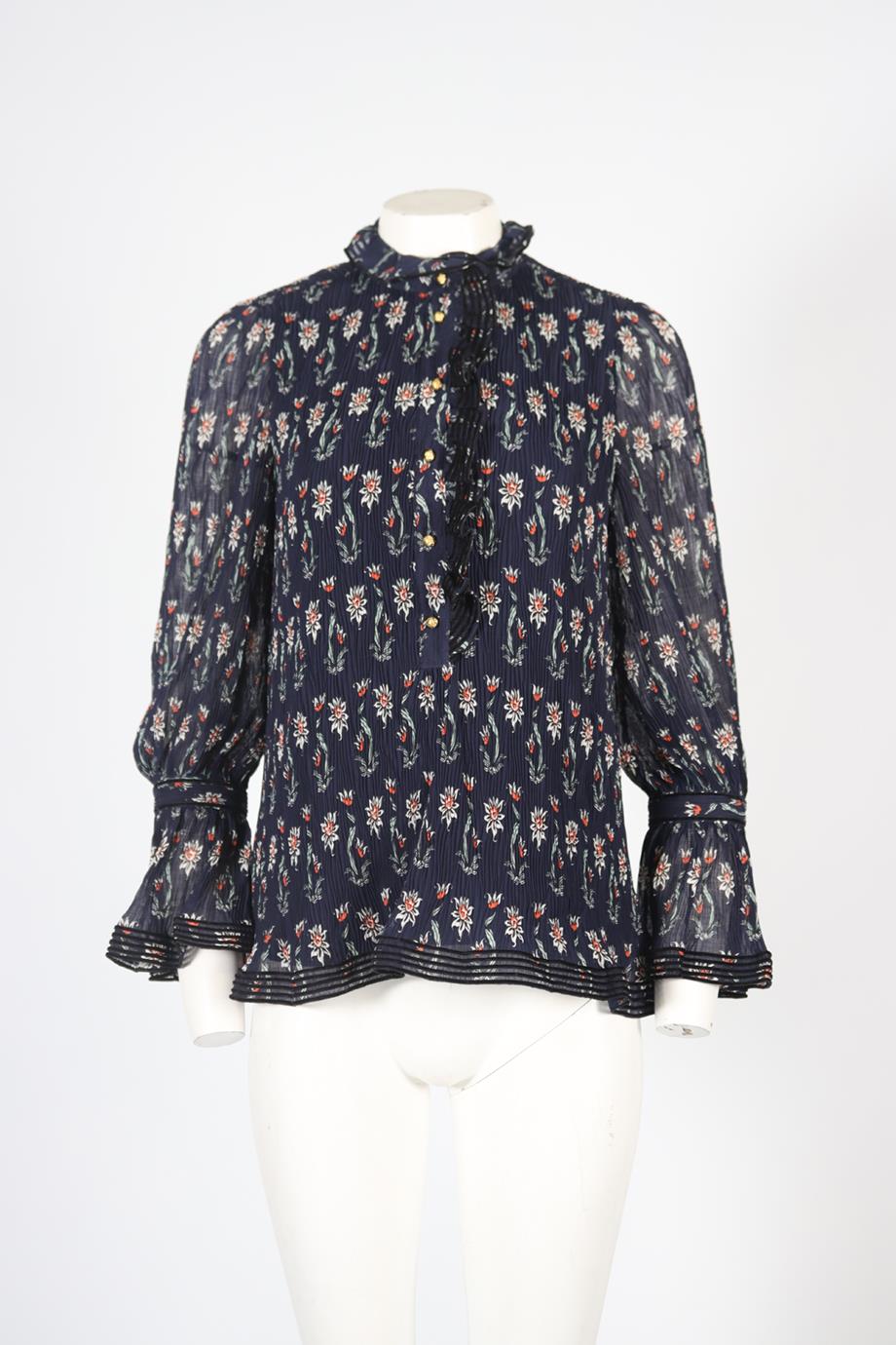 TORY BURCH FLORAL PRINT CREPE TOP US 2 UK 6