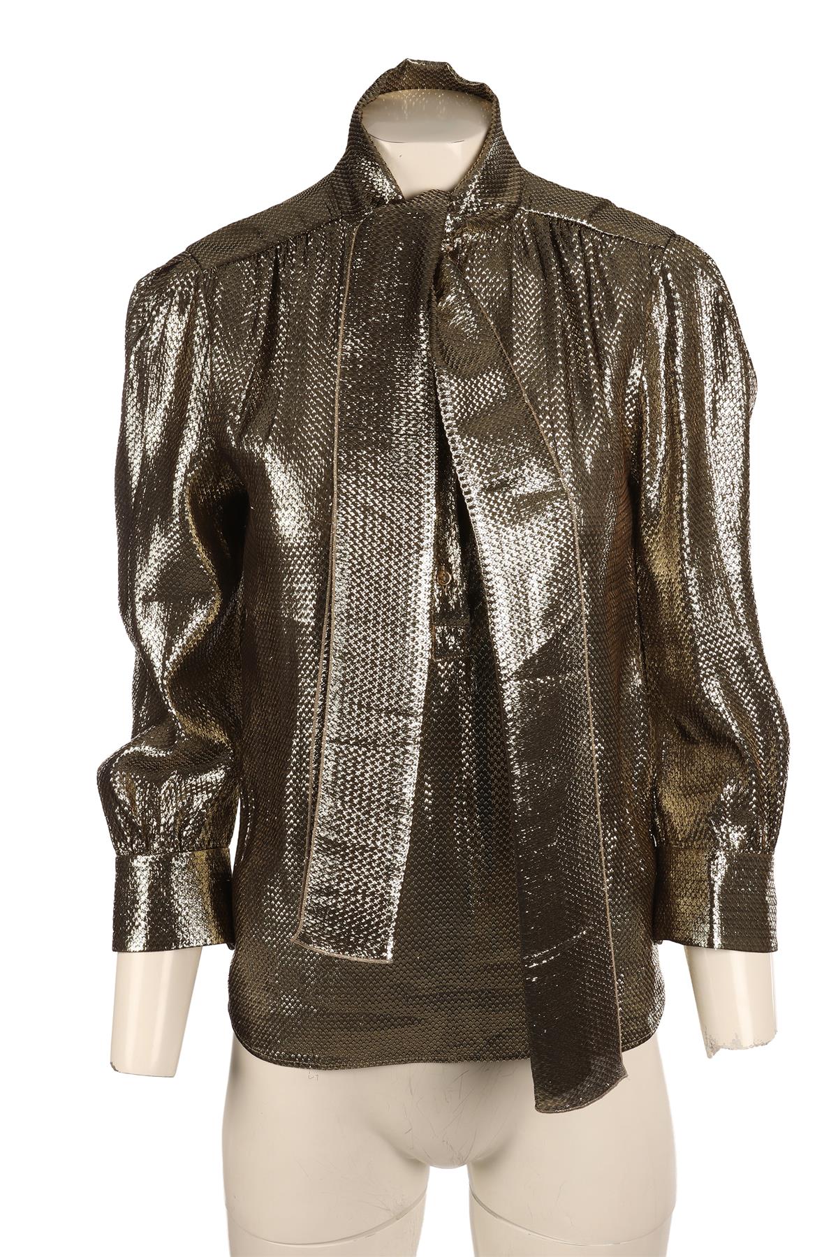 ALBERTA FERRETTI GOLD SILK TOP IT 38 UK 6