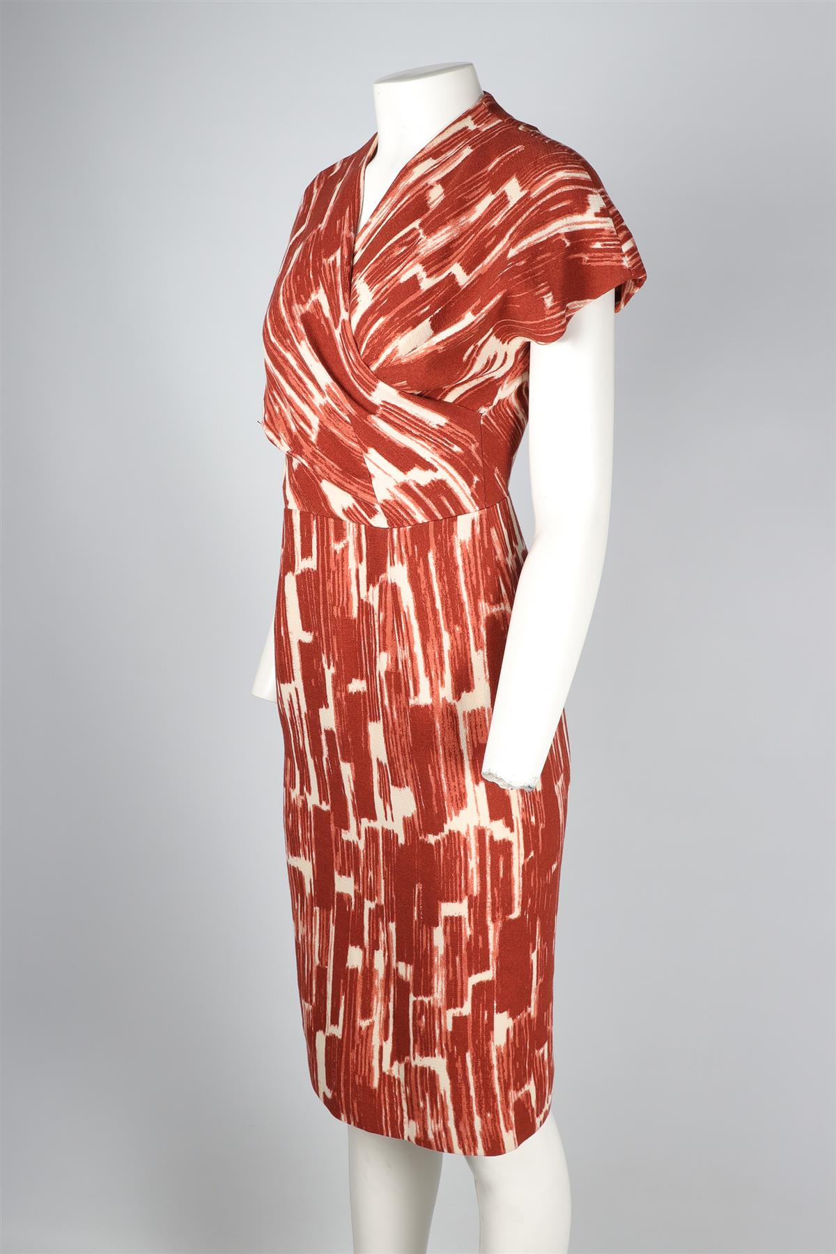 BOTTEGA VENETA RED WOOL MIDI DRESS IT 40 UK 8
