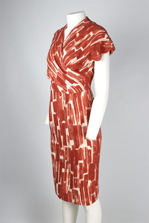 BOTTEGA VENETA RED WOOL MIDI DRESS IT 40 UK 8