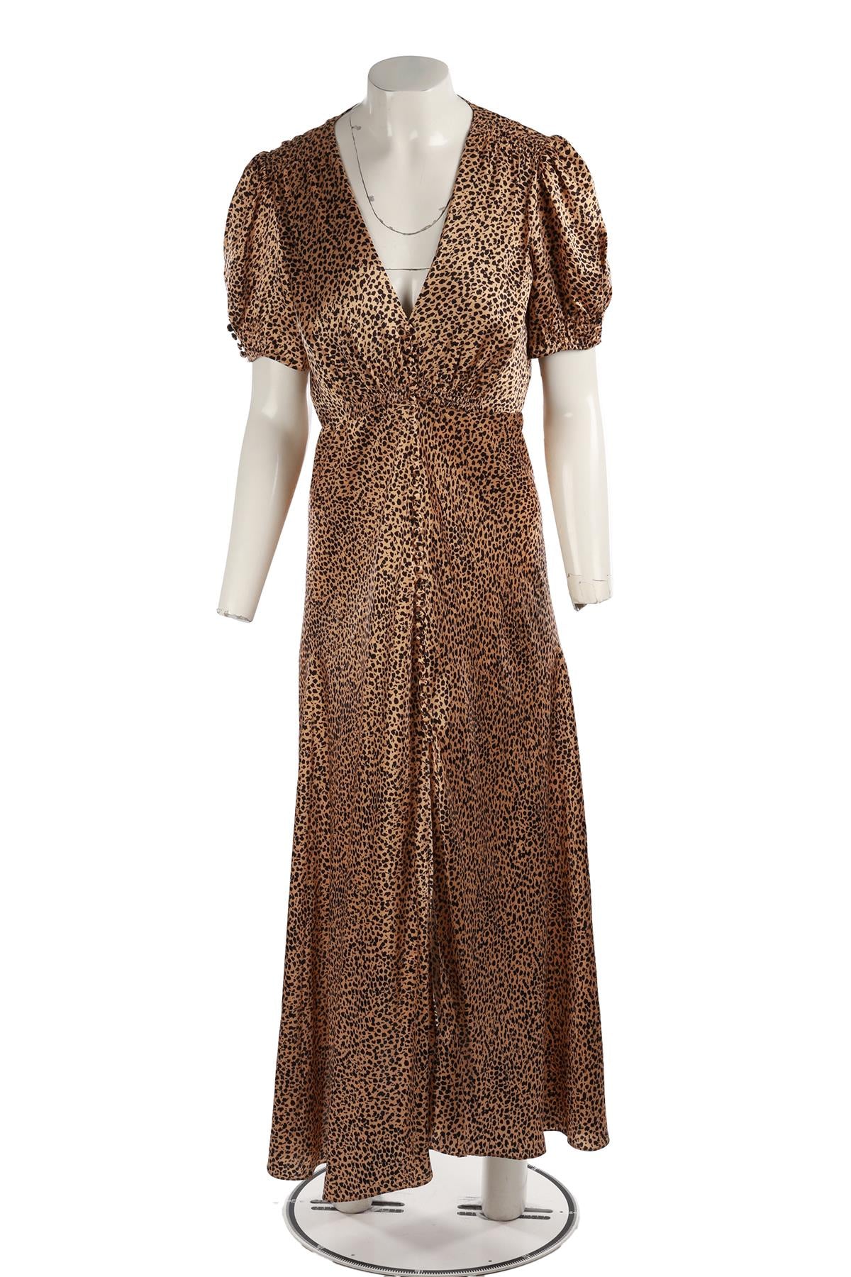 SALONI BROWN SILK MAXI DRESS UK 10