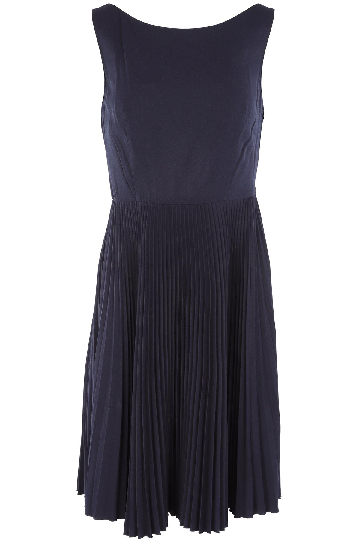PRADA NAVY CREPE MIDI DRESS IT 40 UK 8